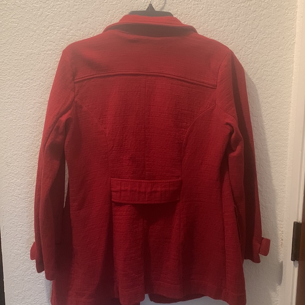 NIC+ZOE Red Pea Coat with Notched Lapels - Picture 9 of 9